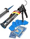 9” Kartuschenpistole Set [inkl. 5 Fugenglätter] – Profi Kartuschenpresse für Silikone–...