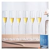 Champagnerflöten 6 Stücke elegantes Kristallglas Champagner-Flöten, klassische Weingläser,...