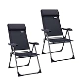 Casaria Gartenstühle 2er Set Klappbar 7-Fach Verstellbar Alu mit hoher Rückenlehne Liegefunktion...