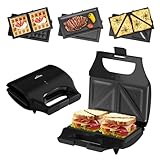 HOMELUX 3-in-1 Sandwichmaker Waffeleisen Kontaktgrill mit Antihaftbeschichteter Abnehmbare Platten...