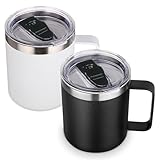 Volhoply 420ml isolierte Edelstahl-Kaffeebecher mit auslaufsicherem Deckel,doppelwandige...