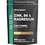 Zink Magnesium B6 Komplex | 6 Monate Vorrat - 180 Vegan Tabletten | Premium Formula | von Horbaach