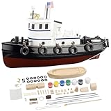 Playtastic Schiffbausatz: 70-teiliger Schiff-Bausatz Schlepper aus Holz (Schiffsbausatz, Spielzeug...