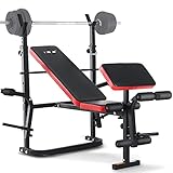 ISE Multifunktional Trainingsbank, Hantelbank Verstellbar Klappbar mit Beincurler Haushalt...