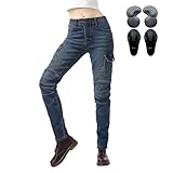 oFzimTo Motorradhose Damen, Motorrad Jeans Damen mit Protektoren, XXS-4XL Stretch Motorrad Hosen...