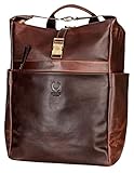 Corno d´Oro Handgefertigter Leder Rolltop Rucksack Damen und Herren Groß I Premium XL...