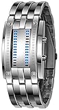 MASTOP Damen Herren Armbanduhr Mode Neuheit Lava Rot Blau LED Digital Edelstahl Schwarz Armband...