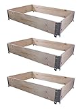 BigDean 3X Hochbeet Palettenrahmen 120x80x20cm groß - Holzrahmen faltbar, steckbar & stapelbar -...