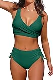 Beachsissi Damen Hoch taillierte Badeanzüge Criss Cross Drawstring Side Bikini Sets Lace Up 2...