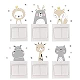 bopely Cartoon-Tiere Schalter Aufkleber, 6 Pcs Selbstkleber Lichtschalter Aufkleber...