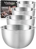 Winzbacher Edelstahl Schüssel [4er Set] 1l + 1.5l + 2.5l + 3.5l | Spülmaschinenfest | Stapelbar |...