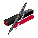 rOtring 600 Kugelschreiber & Samtetui, mittlere Spitze, schwarze Tinte, Ganzmetall-Körperstift,...
