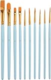 10 Stück Pinselset,hochwertige Künstler PinselSets mit Holzgriffen,Premium Nylon Acrylfarben...