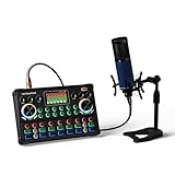 RUBEHOOW Kondensatormikrofon-Kit Streaming-Gerät mit DJ-Mixer, All In One Audio Interface Sound...