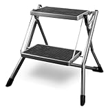 siwitec Mini Klapptritt mit 2 Stufen, Faltbare Leiter, Tritthocker bis zu 150 kg belastbar,...