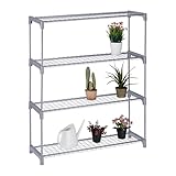 Relaxdays Blumenregal, 4 Ablagen, Blumen- & Pflanzentöpfe, Metall & Kunststoff, HxBxT: 106x91x28...