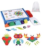 Tangram Kinder Geometrische Formen HolzPuzzles,210 Teilig Holzpuzzle Holzmusterblöcke...