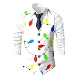 Darringls Weihnachtsweste Herren Slim Fit Fischgrätweste Elegant Vest Shirts Christmas Festlich...