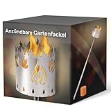 Gartenfackel für draußen Motiv Feuer 1x Brennelement - Holzspäne mit Wachs - Schwedenfackel...