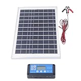 Fockety Solarmodul-Kit, 50W 18 V Monokristallines Solarmodul MPT MPPT Solarladeregler USB PD...
