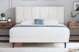 Yocreat Polsterbett 140 x 200 cm Bettgestell Doppelbett Bettrahmen mit Kopfteil, Stoffbett mit...