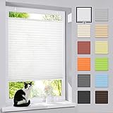 bobodeco Plissee ohne Bohren Klemmfix Faltrollo Jalousie Weiß 35x100cm (BxH), Plisseerollo...