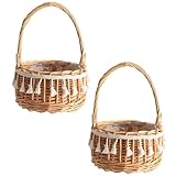 2 Stück Handgeflochtene Blumenkörbe, Blumenkorb Hochzeit Kinder, Kleiner Weidenkorb Mit Henkel...