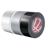 Fyguard 3er Rolle Panzertape, 48mm x 18m Wasserdichtes Reparaturband 210μ Gewebeband Schwarz...