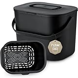 Black Sweden Home Biomülleimer Küche - 7L - Design Komposteimer mit Sieb - Bio-Mülleimer...