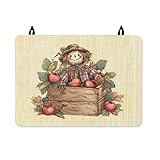 Vogelscheuche Herdabdeckplatte für Elektroherd, rustikale Äpfel, Holzkiste, Herbst, rotes Gummi,...