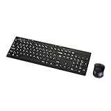 Amazon Basics – Tastatur-Maus-Set, volle Größe, kabellos, USB-Empfänger mit 2,4 GHz, DE-Layout,...