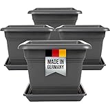 4er Set Pflanzkübel Groß Aussen XXL, Anthrazit Blumentopf Gross 48 cm, Pflanzentopf Blumentopf mit...