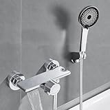 Auralum Badewannenarmatur mit Handbrause,Badewannenarmaturen Wasserfall mit Dusche,1.5m Edelstahl...