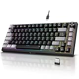 KOORUI Mechanisch Tastatur, Gaming Tastatur Kabellos/Kabelgebunden/Bluetooth 26 RGB Wiederaufladbare...