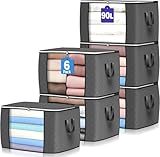 Budding Joy 6 Stück 90L Aufbewahrungstasche, Aufbewahrungsbox mit Deckel Große, Kleider...