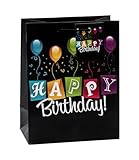 TSI Geschenktüten HAPPY BIRTHDAY SCHWARZ, 3er Packung, Größe: Mittel (HxBxT 23 x 18 x 10 cm),...