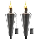 Matney Edelstahl Tiki Fackeln - 1,5m Outdoor Ölfackel Lampe für Citronella - Garten Rasen...