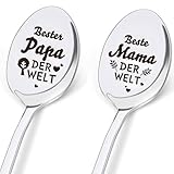 Bzzerumy Edelstahl Beste-Papa-Mama-Löffel - 2teiliges Gravur-Geschenk - Geschenk Für Vatertag &...