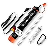 PLUVIA® Blacktube Wasserfilter Outdoor inkl. Karabiner und Verlängerungshalm – Schützt dich vor...