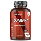 Guarana Koffein Kapseln - 2400mg reines Guarana Extrakt pro Tagesmenge - Vegan & Für die...