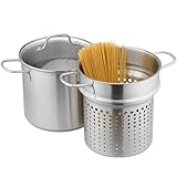 Navaris Nudeltopf 5,7 Liter - Spaghettitopf - Pastatopf - Spargeltopf - Kochtopf mit Glasdeckel -...