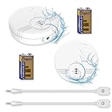 LOMUG Wassermelder Wasseralarm 2 Pack, 135dB Wasserwarner, Wasser Sensor Alarm Wasserwarner Flut...
