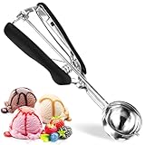 Eisportionierer Edelstahl,Ice Cream Scoop 5cm,Eislöffel Portionierer mit Auslöser und Komfortablem...