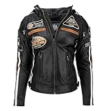 Damen UR-155 Motorradjacke Protektoren, mit Protektoren, Schwarz, Große : XL