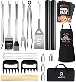 Grillbesteck Set,Grillzubehör Männer Geschenk Weihnachten,Edelstahl Grillkoffer Set of 21,Grillen...