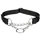 TRIXIE Premium Zug-Stopp Halsband Größe S–M: Halsumfang 30–40 cm/15 mm in schwarz - stufenlos...