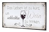 Wandbild 40x20cm Wein Spruch Küche Küchendeko Deko Wandschild Bild Dekoschild Schild Wanddeko...