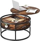 YITAHOME Couchtisch Rund mit Hebeplatte, Wohnzimmertisch mit verstecktem Ablagefach, Beistelltisch...