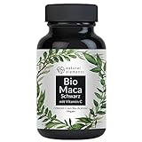 Bio Maca Kapseln schwarz - 3000mg Bio Maca je Tagesdosis - 180 Kapseln - Mit natürlichem Vitamin C,...
