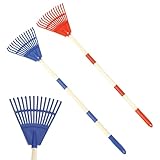 Harupink 2 Stück Laubbesen für Kinder Laubharke mit 14 Zinken und 67 cm Stiel aus...